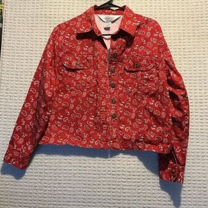 Metropolitan Red Bandana Print Cotton Jacket Blazer M Vintage Paisley Country